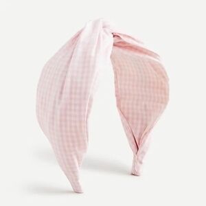 NWT J. Crew Pink Gingham Turban Headband